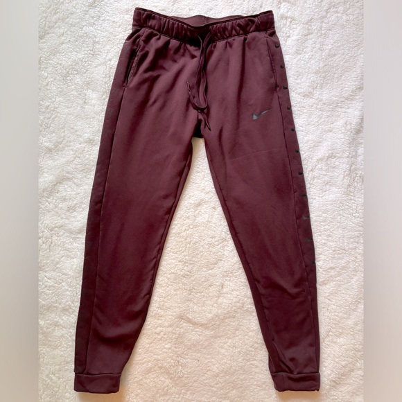Nike Logo Maroon Drawstring Sweatpants - Picture 1 of 6